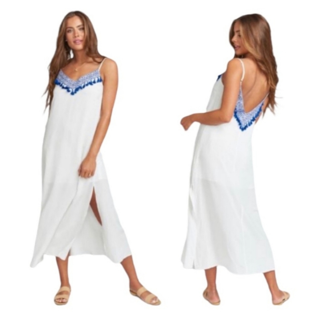 NWT Show Me Your MuMu Angelica Slip Dress Casablanca Blues Embroidery, Size M